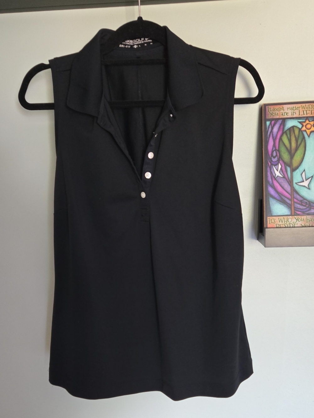 Nike Golf Dri Fit Signature Black Sleeveless Polo Tank XL